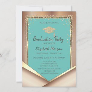 Glitter Goud Diamanten Mint Groen Afstuderen  Kaart