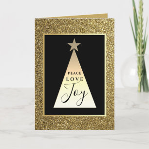 Glitter Goud en Zwarte Kerstvakantie Kaart