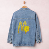 Glitter Goud Geel Bloemen Monogram M Vrouwen Denim Jacket (Hangar)