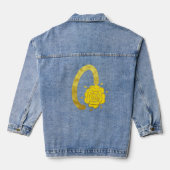 Glitter Goud Geel Bloemen Monogram O Vrouwen Denim Jacket (Achterkant)