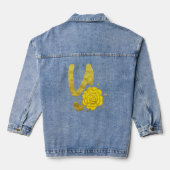 Glitter Goud Geel Bloemen Monogram Y Vrouwen Denim Jacket (Achterkant)
