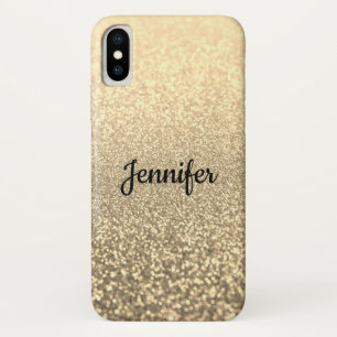 Glitter, goud, gepersonaliseerd, glanzend, glitter iPhone x hoesje