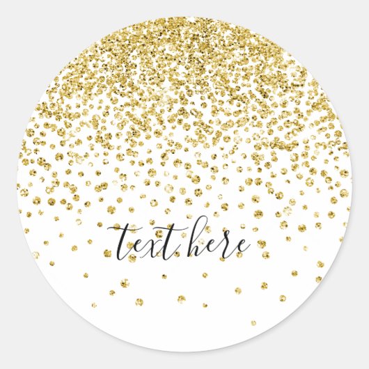 glitter goud, gouden glans ronde sticker (Voorkant)