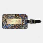Glitter Goud Luxe Dierenhuid Luipaard Bagagelabel (Voorkant horizontaal)