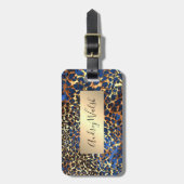 Glitter Goud Luxe Dierenhuid Luipaard Bagagelabel (Voorkant verticaal)