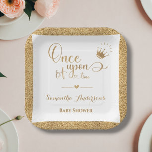 Glitter Goud Prinses Eens Op Een Tijd Baby Shower Papieren Bordje