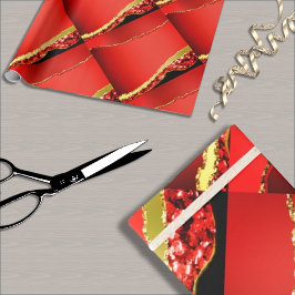 Glitter & Goud, Ripped Edge in Rood, Cadeaupapier