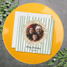 Glitter Goud Vrolijke Kerstkrans Familie Foto Kaart