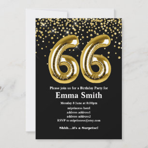 glitter gouden ballon voor het 66e verjaardag kaart
