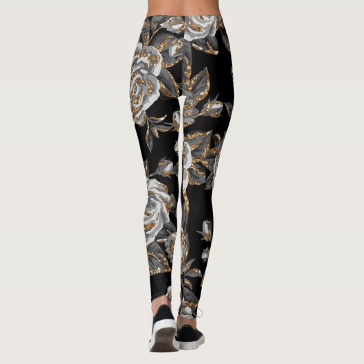 Glitter Gouden Bloemen: Sparkle . Leggings (Achterkant)