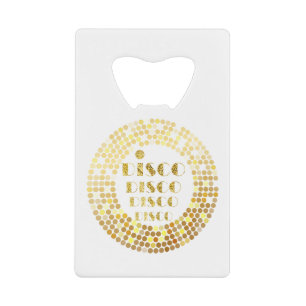 glitter, gouden disco bal kredietkaart flessenopener