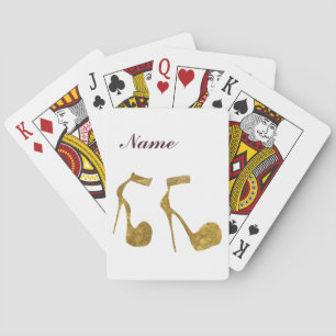Glitter Gouden Hoge Hak Schoenen Pokerkaarten