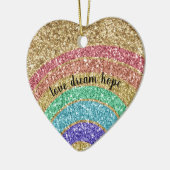 Glitter gouden regenboog keramisch ornament (Links)