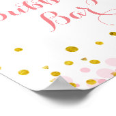 Glitter goudroze maan waterverf Bubble Bar Sign. Poster (Hoek)