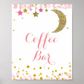 Glitter goudroze maan waterverf Koffieborden Poster (Voorkant)