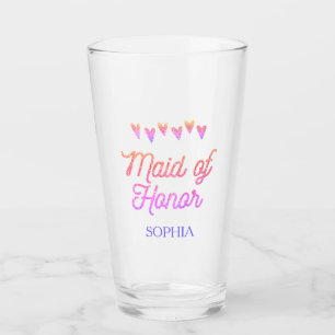Glitter Gradation Heart Maid of Honor Glass Glas