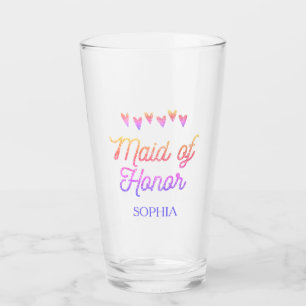 Glitter Gradation Heart Maid of Honor Glass Glas