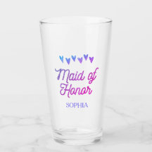 Glitter Gradation Heart Maid of Honor Glass