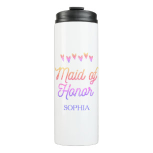 Glitter Gradation Heart Maid of Honor Thermosbeker