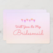 Glitter Gradiënt Hart Wil je mijn bruidsmeisje zij Kaart (Voorkant / Achterkant)