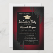Glitter Graduation Cap, Black Drift Dark Red Kaart (Voorkant)