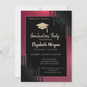 Glitter Graduation Cap, Black Drift Red Kaart (Voorkant)