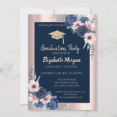Glitter Graduation Cap, Blue Rozen, Navy Blue Kaart (Voorkant)