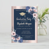 Glitter Graduation Cap, Blue Rozen, Navy Blue Kaart (Staand voorkant)