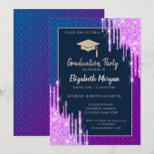 Glitter Graduation Cap,Drips Geometric Graduation Kaart (Voorkant / Achterkant)
