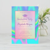 Glitter Graduation Cap Holographic Afstuderen Kaart (Staand voorkant)