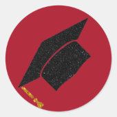 Glitter Graduation Cap Ronde Sticker (Voorkant)