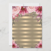 Glitter Graduation Cap, Stripes Floral Kaart (Achterkant)