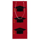 Glitter Graduation Cap Wijn Cadeautas (Achterkant)