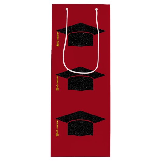 Glitter Graduation Cap Wijn Cadeautas (Voorkant)