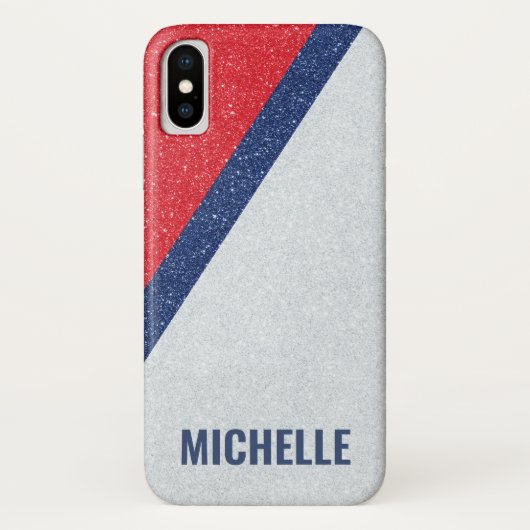 Glitter GRAY SILVER RED NAVY| Girly Lady Boss Case-Mate iPhone Case (Achterkant)