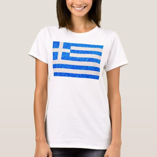 Glitter Greece vlag vrouwenshirt T-shirt (Voorkant)