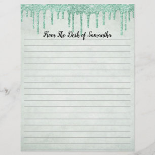 Glitter Green Lined Briefpapier