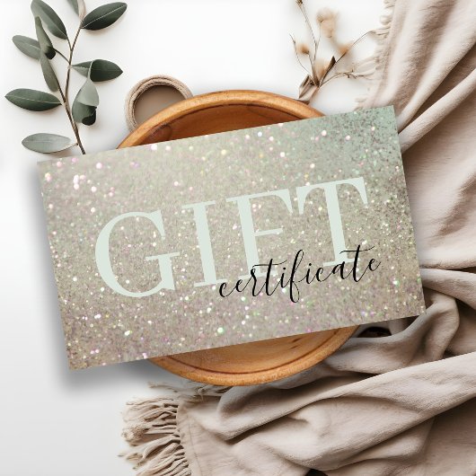 Glitter Green Pink Aqua Shiny Gift Certificate Visitekaartje
