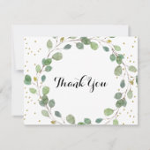 Glitter Greenery Calligraphy Flat Wedding Bedankkaart (Voorkant)