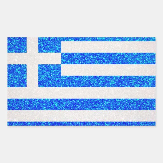 Glitter Griekenland vlag rechthoek stickers (Voorkant)