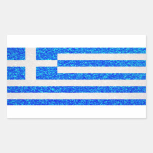 Glitter Griekenland vlag rechthoek stickers