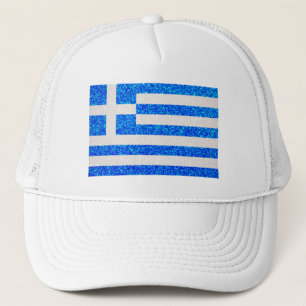 Glitter Griekenland vlag trucker hoed Pet