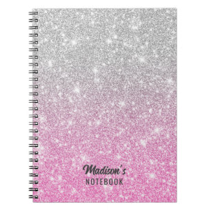 Glitter (grijs en roze) notitieboek
