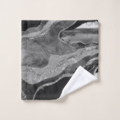 Glitter: grijs zwarte witte marmer Agate Silver Bad Handdoek (Wasdoekje)