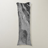 Glitter: grijs zwarte witte marmer Agate Silver Lichaamskussen (Voorkant Verticaal)