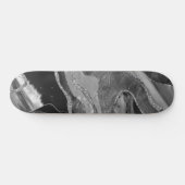 Glitter: grijs zwarte witte marmer Agate Silver Skateboard (Horizontaal)