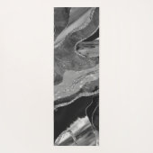 Glitter: grijs zwarte witte marmer Agate Silver Yogamat (Achterkant)