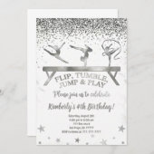 Glitter Gymnastic Kids Birthday Invitation (Devant / Derrière)