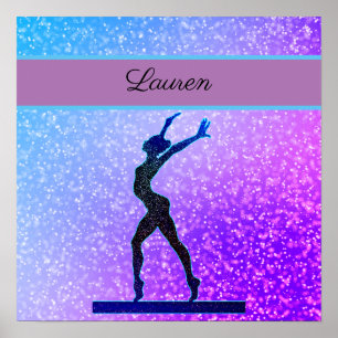Glitter Gymnastics Beam Blue en Paars Poster