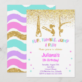 Glitter Gymnastiek Verjaardag Uitnodiging